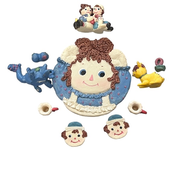1997 Popular Imports Raggedy Ann & Andy Tea Set Resin Kids Collectable Vintage - Picture 3 of 5